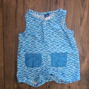 Old Navy Blue Wave Pattern Kids One Piece